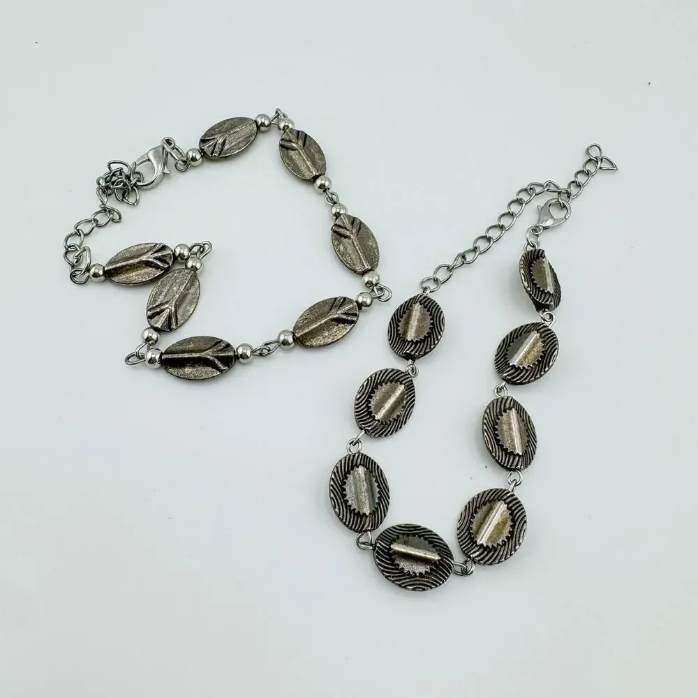 Vintage Two Southwestern Silver Tone Wave Bracelets Boho Chic Rustic Charm